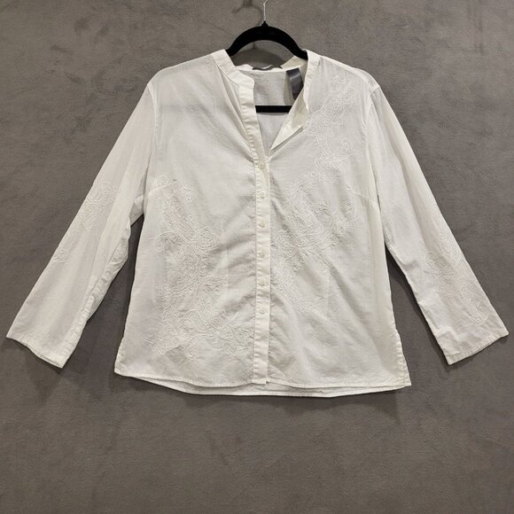 Liz Claiborne Tops - Liz Claiborne Embroidered Shirt Women's Size Medium Button Up Cotton Long Sleeve